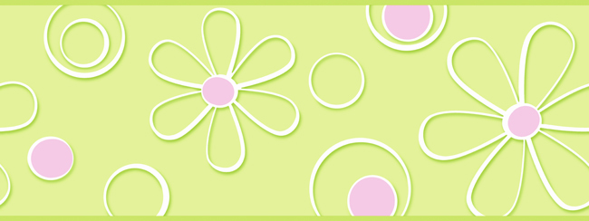 Green Pink BT2700B Graphic Daisy Dot Wallpaper Border   Baby 650x244