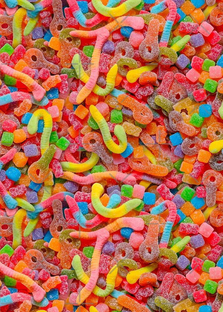 Party Mix Neon Sour Gummies Real Candy Pattern Pictures