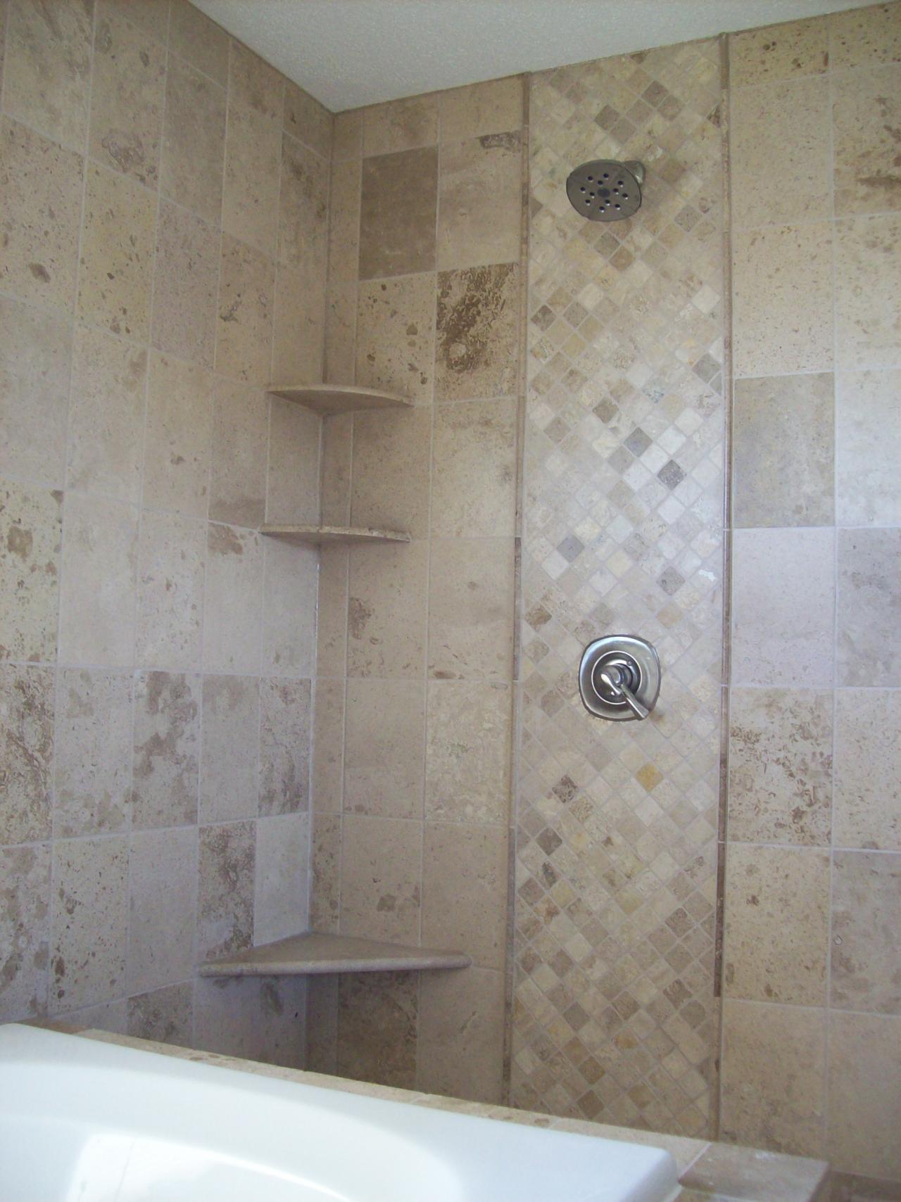 Shower Bathroom Interior Black Tiles In Wallpaper