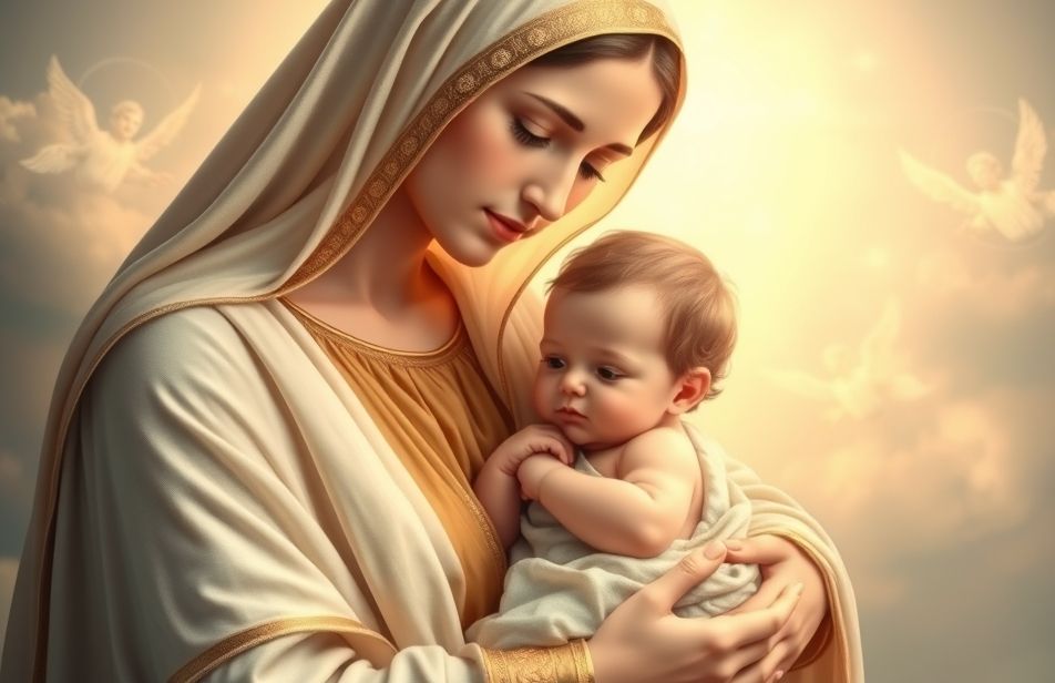 Mother Mary With Baby Jesus Wallpaper