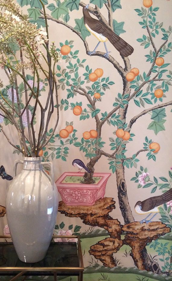 hand painted chinoiserie wallpaper dining room San Francisco 570x928