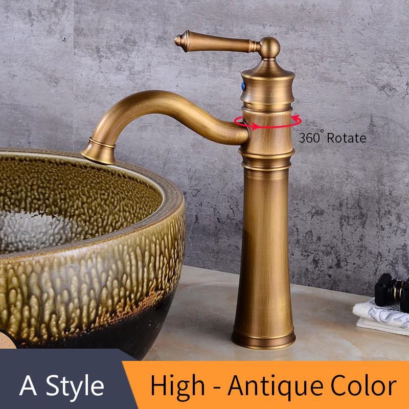 Basin Faucets Black Copper Bathroom Faucet Mixer Vintage Hot And