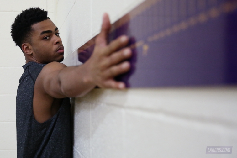 Ohio State Guard D Angelo Russell Works Out For The Lakers In El