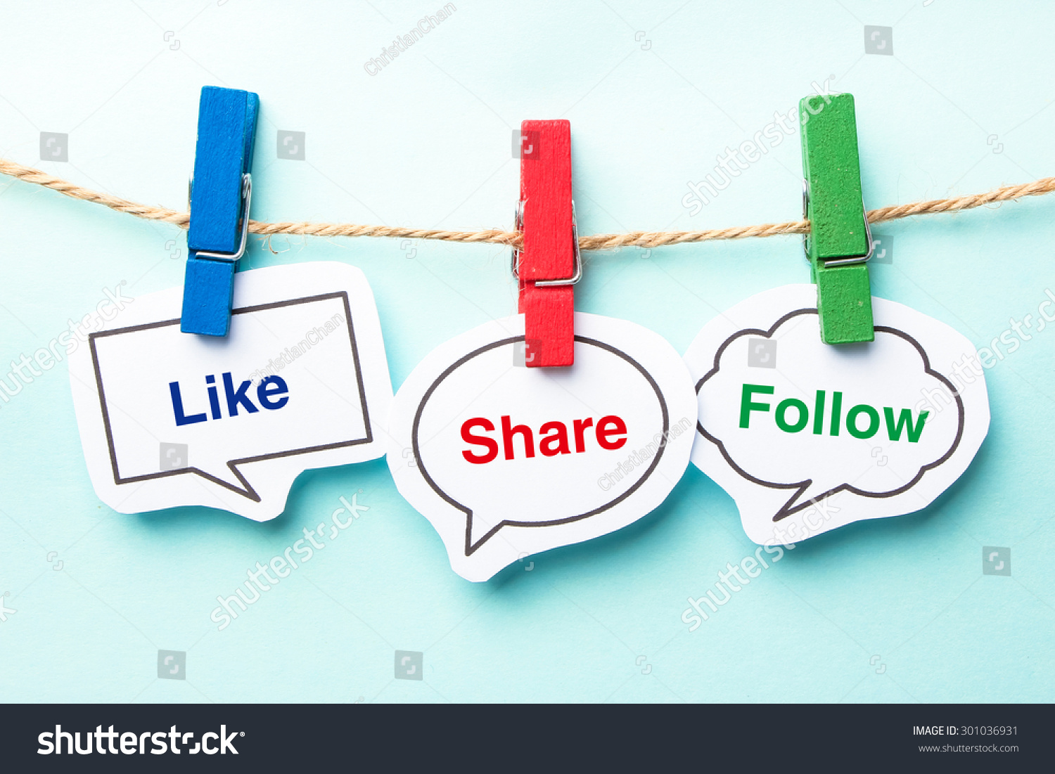 Like Share Follow Bubble Clip Hanging Stock Photo Edit Now