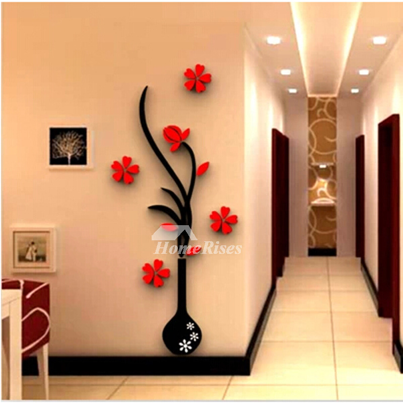 Large Wall Stickers Flower Self Adhesive Acrylic 3d Living Room