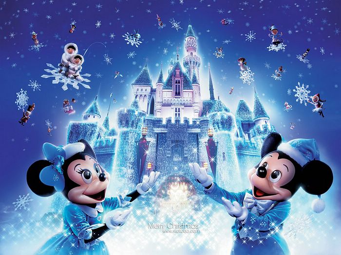 Minnie And Mickey At Christmas Sleeping Beauty Castel