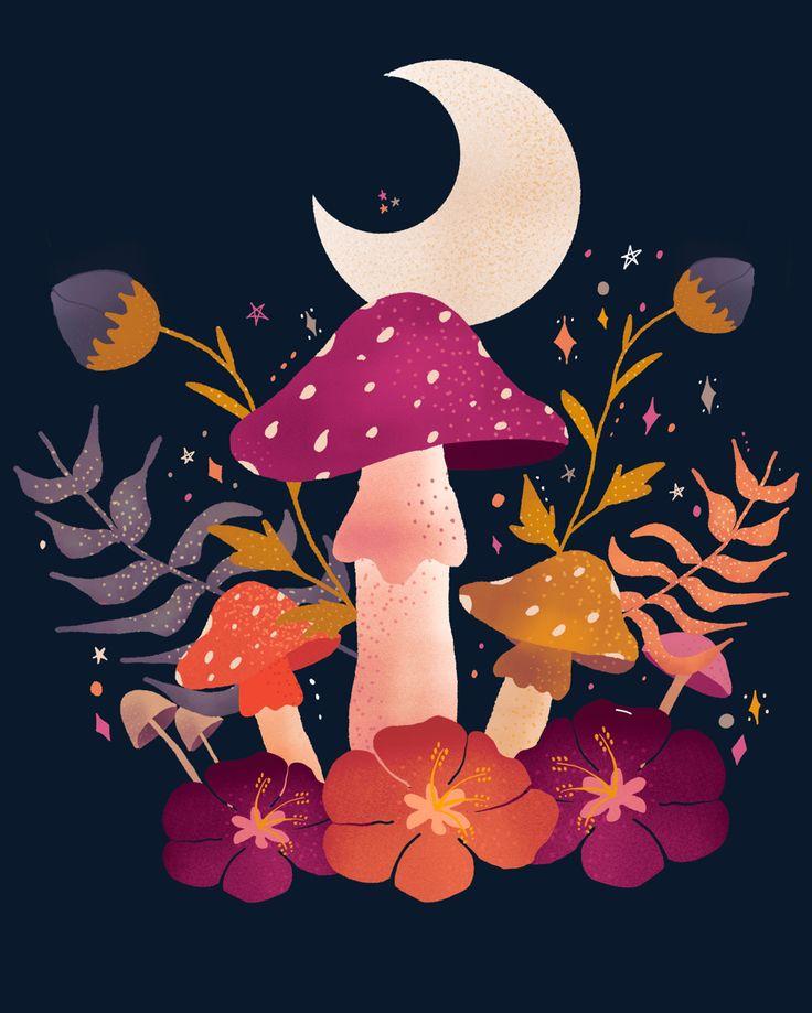Mushroom Illustration On Procreate Art Drawings
