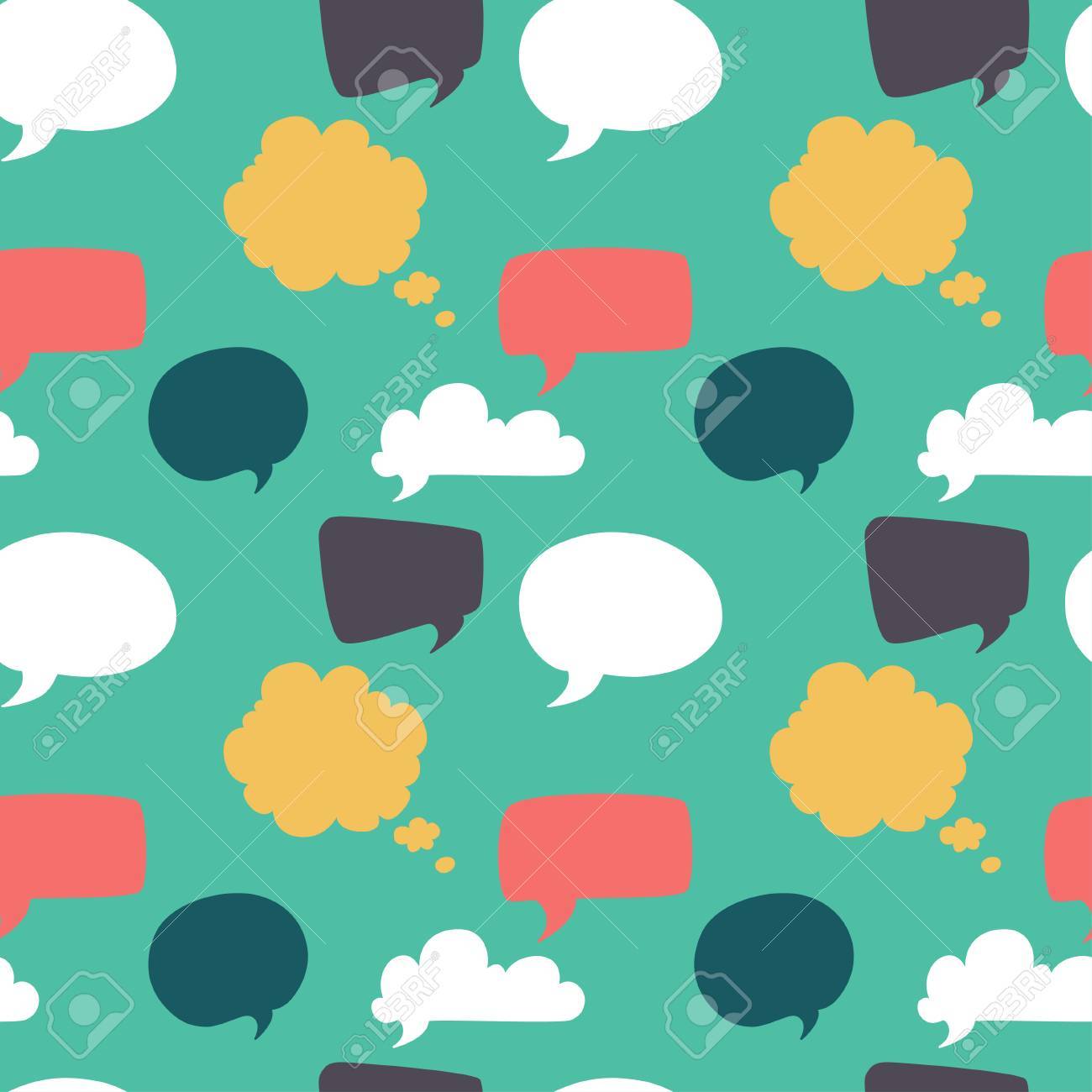Seamless Pattern With Colorful Speech And Thought Bubbles Flat