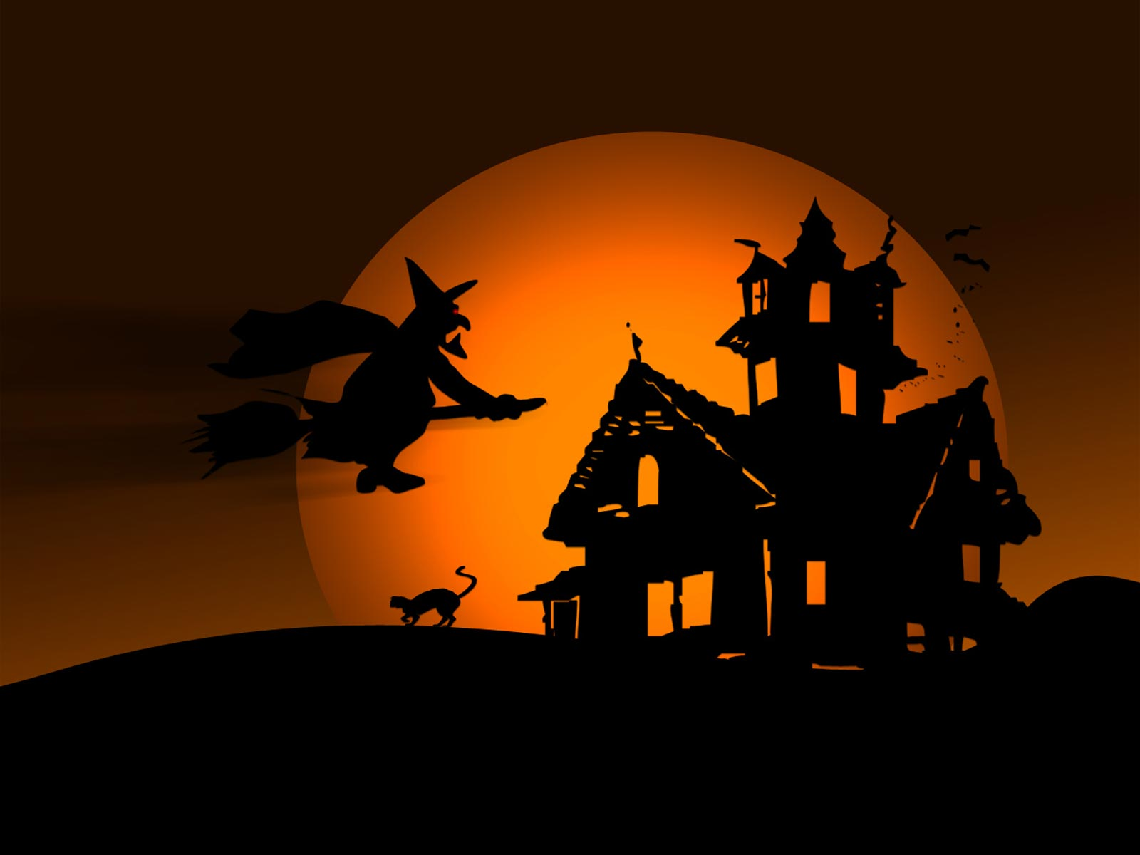 Flying Witch Halloween Desktop Wallpaper