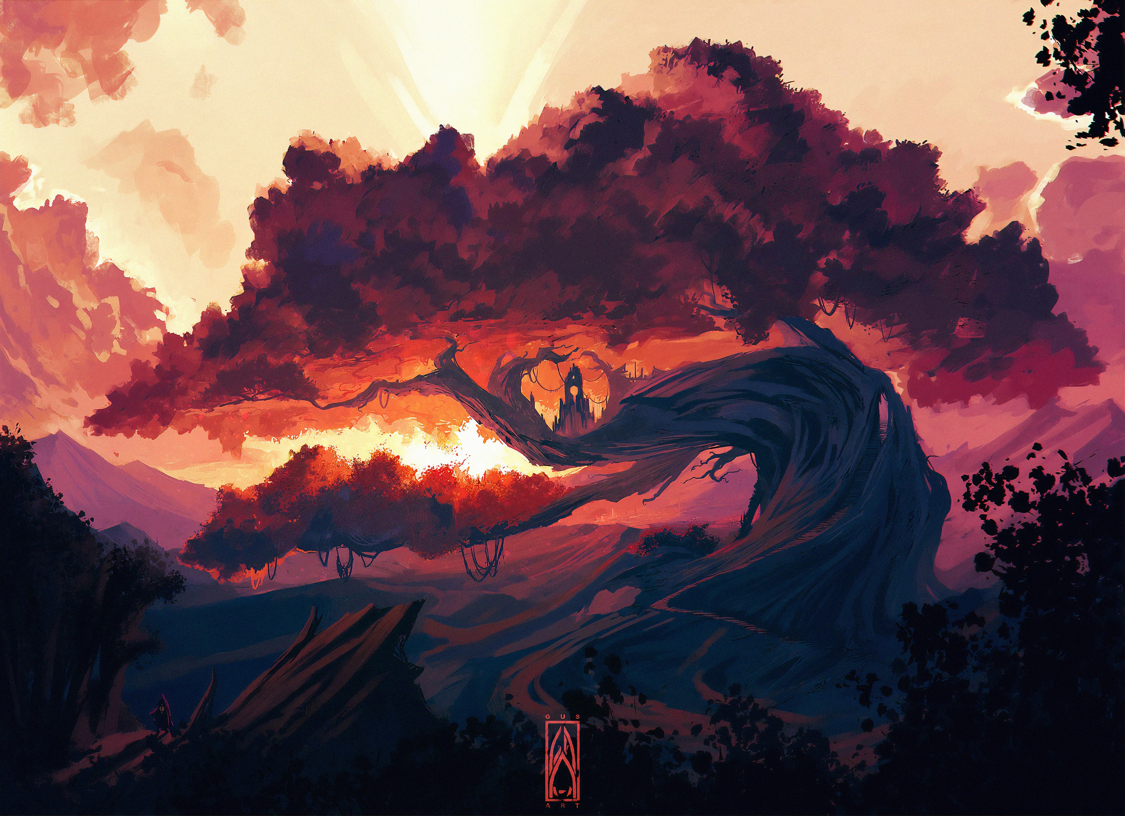 Digital Art Artwork Drawing Painting Sun Rays Morning Wallpaper