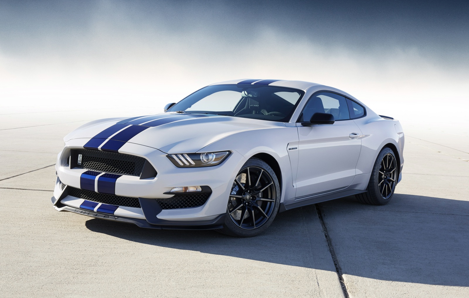 Ford Mustang White Blue Stripes Shelby Gt350