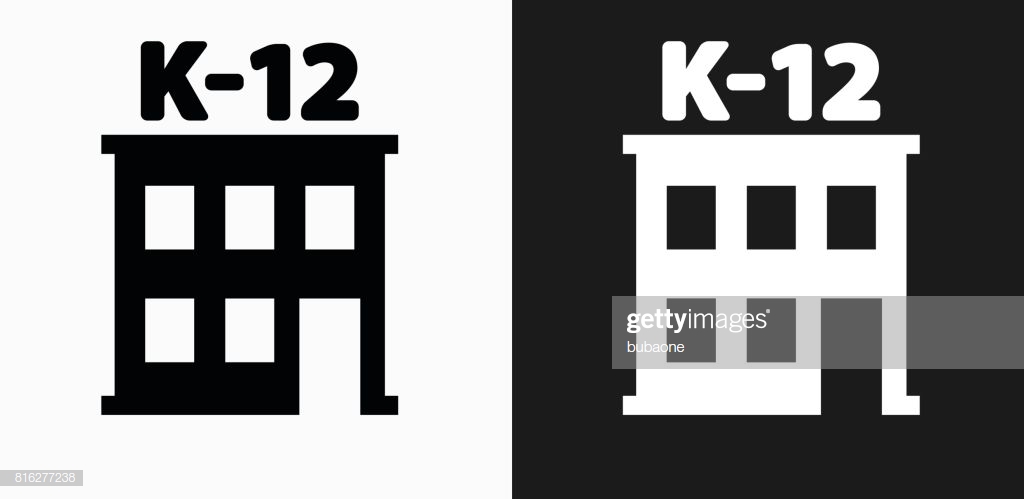 K12 School Icon On Black And White Vector Background High Res
