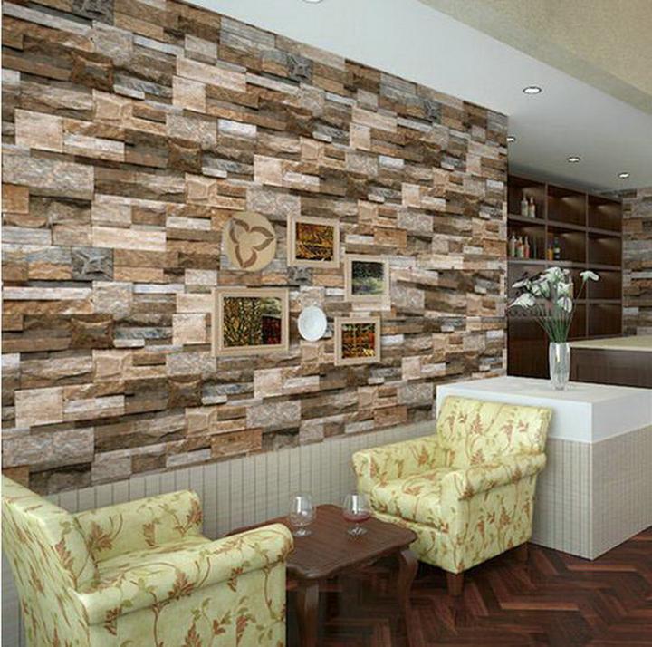 Realistic Real Stacked Brick Stone Vinyl Background Wallpaper X