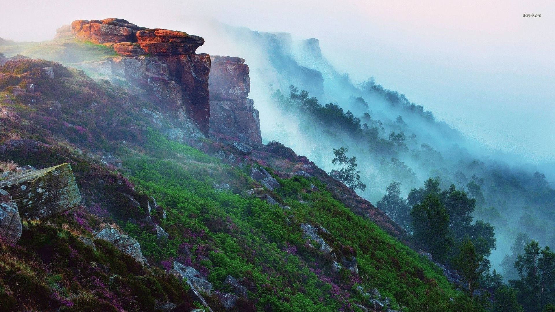 Rocks On The Misty Mountains Wallpaper Nature