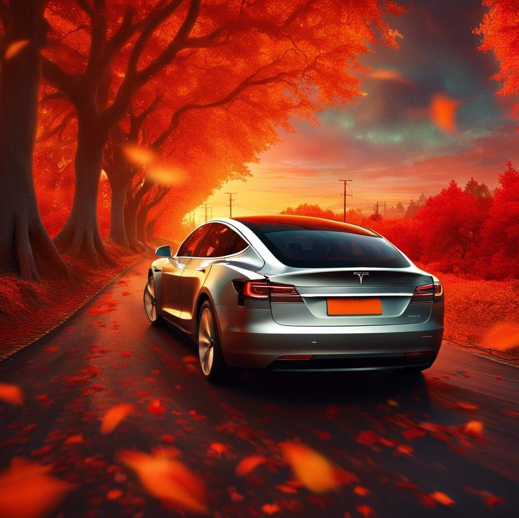 Autumn Tesla Ride Ai Generated Artwork Nightcafe Creator