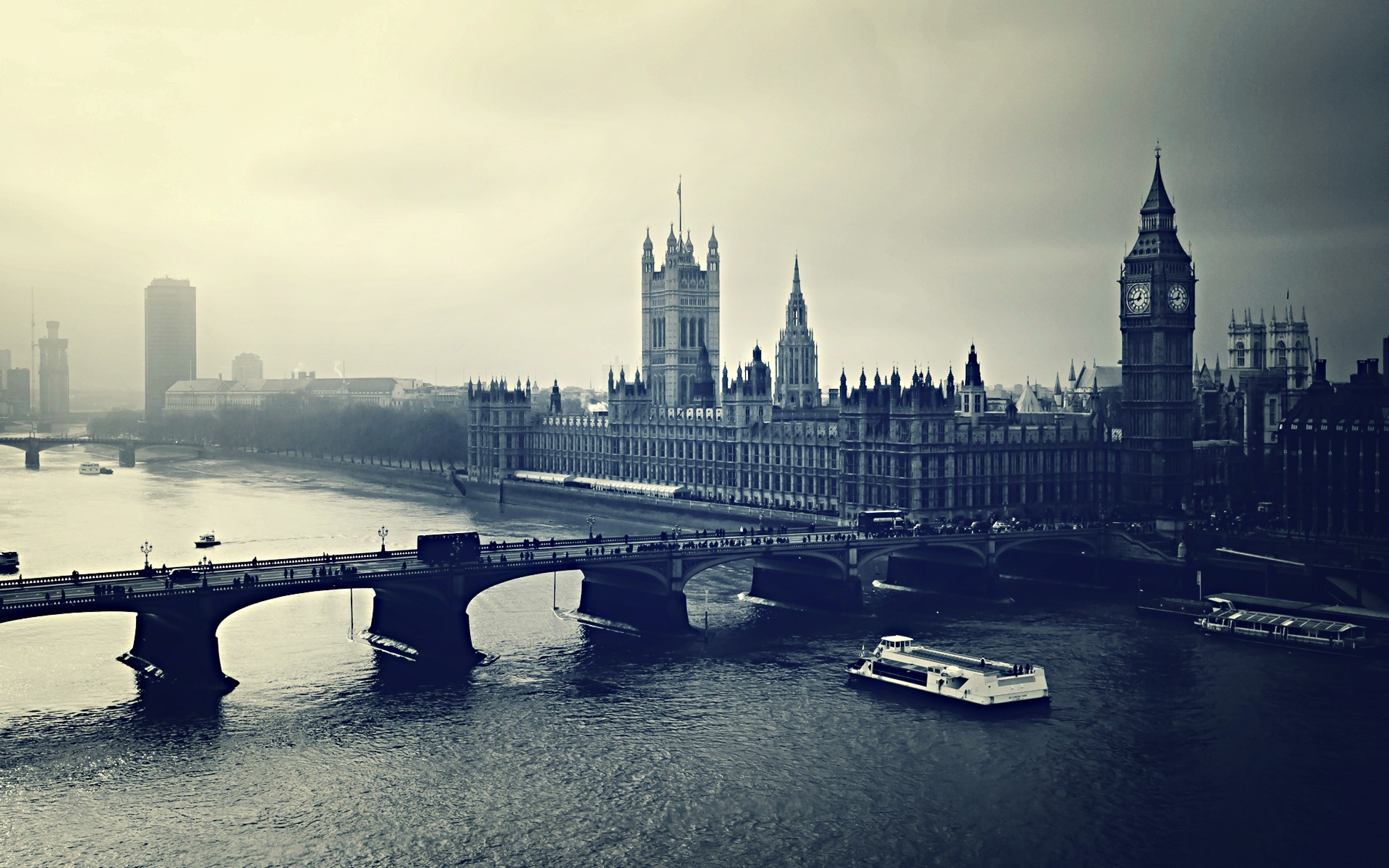 Download HD London Bridge Black And White Wallpaper WallpapersByte