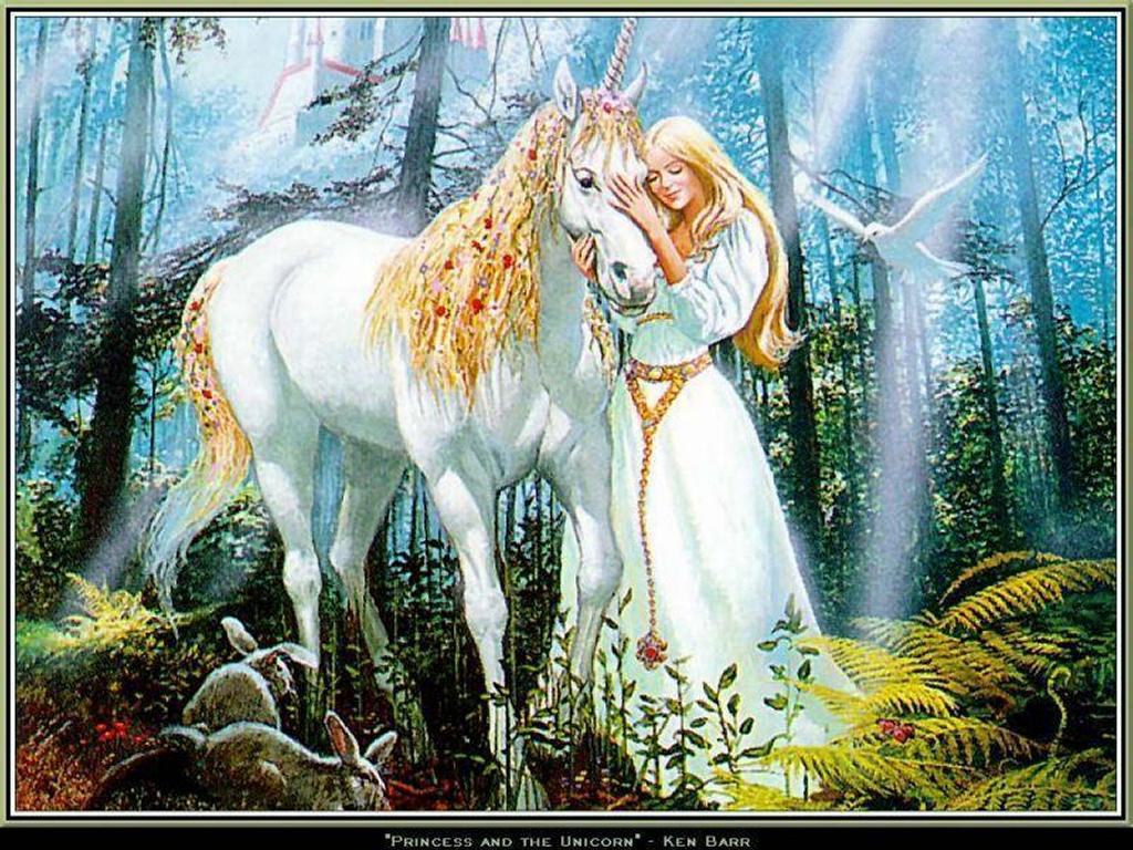 My Free Wallpapers   Fantasy Wallpaper Princess and the Unicorn