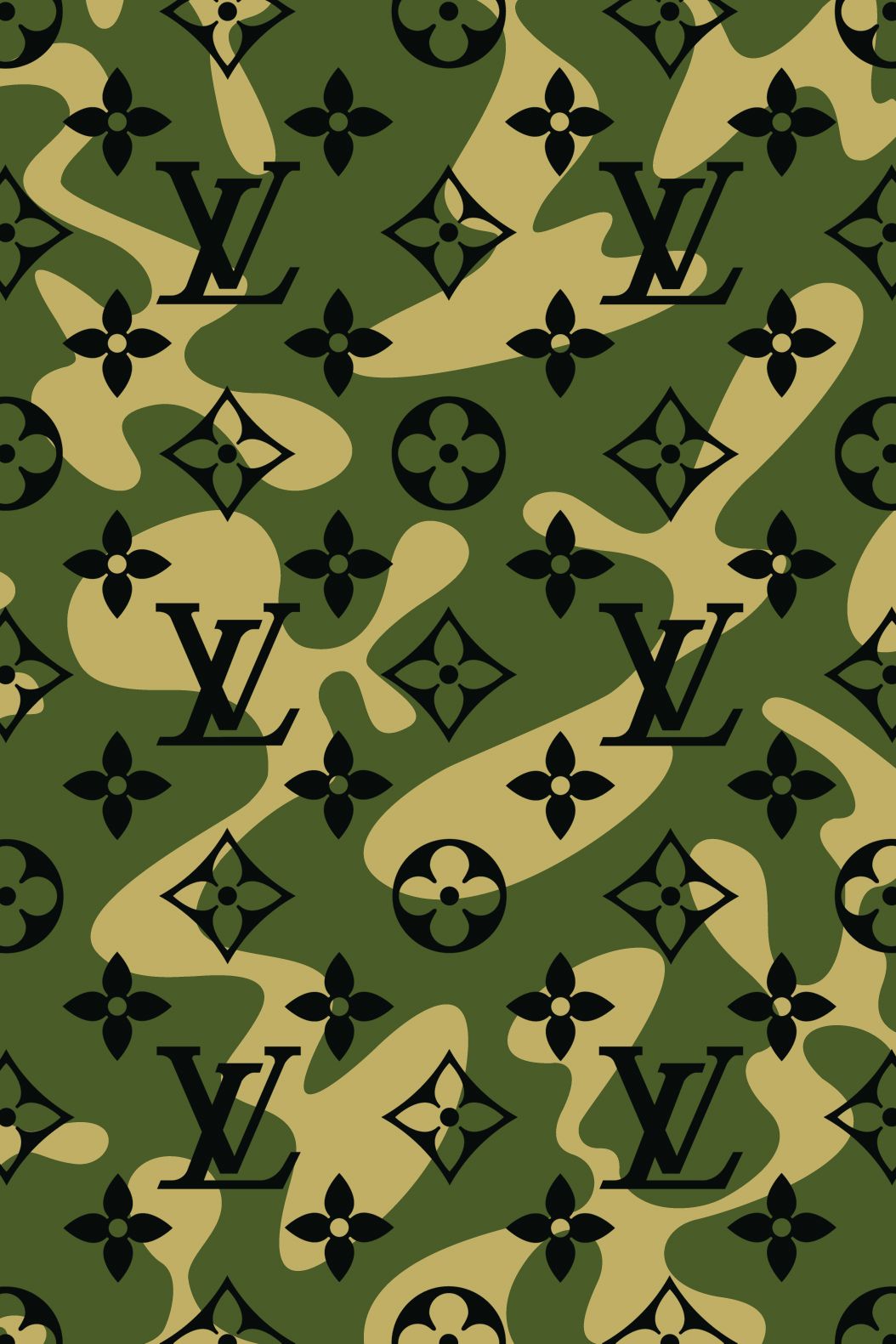 Download Louis Vuitton Phone Green Camouflage Wallpaper