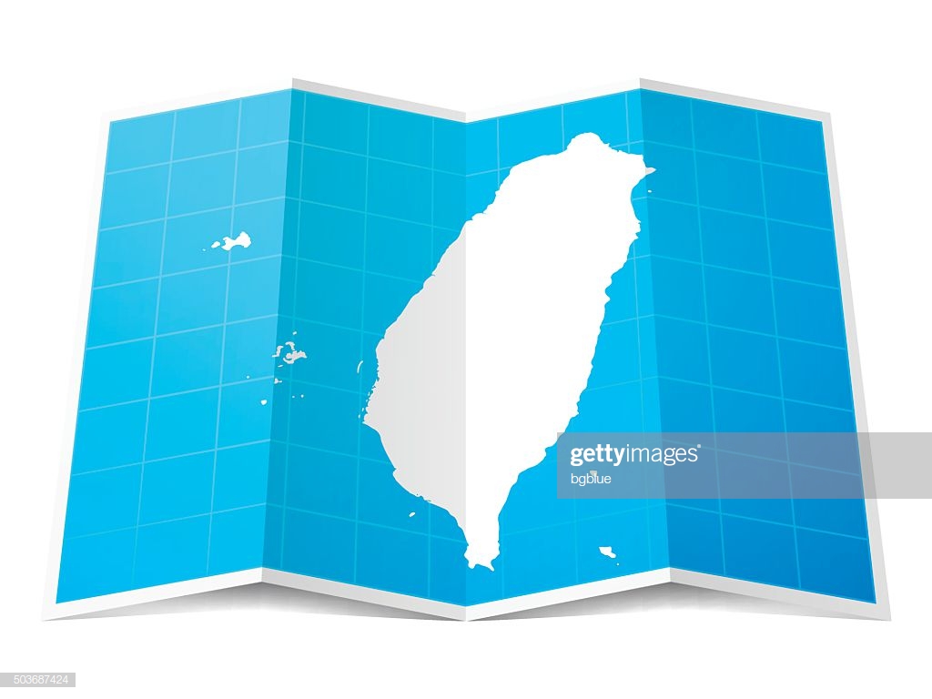 Taiwan Map Folded Isolated On White Background Stock Illustration