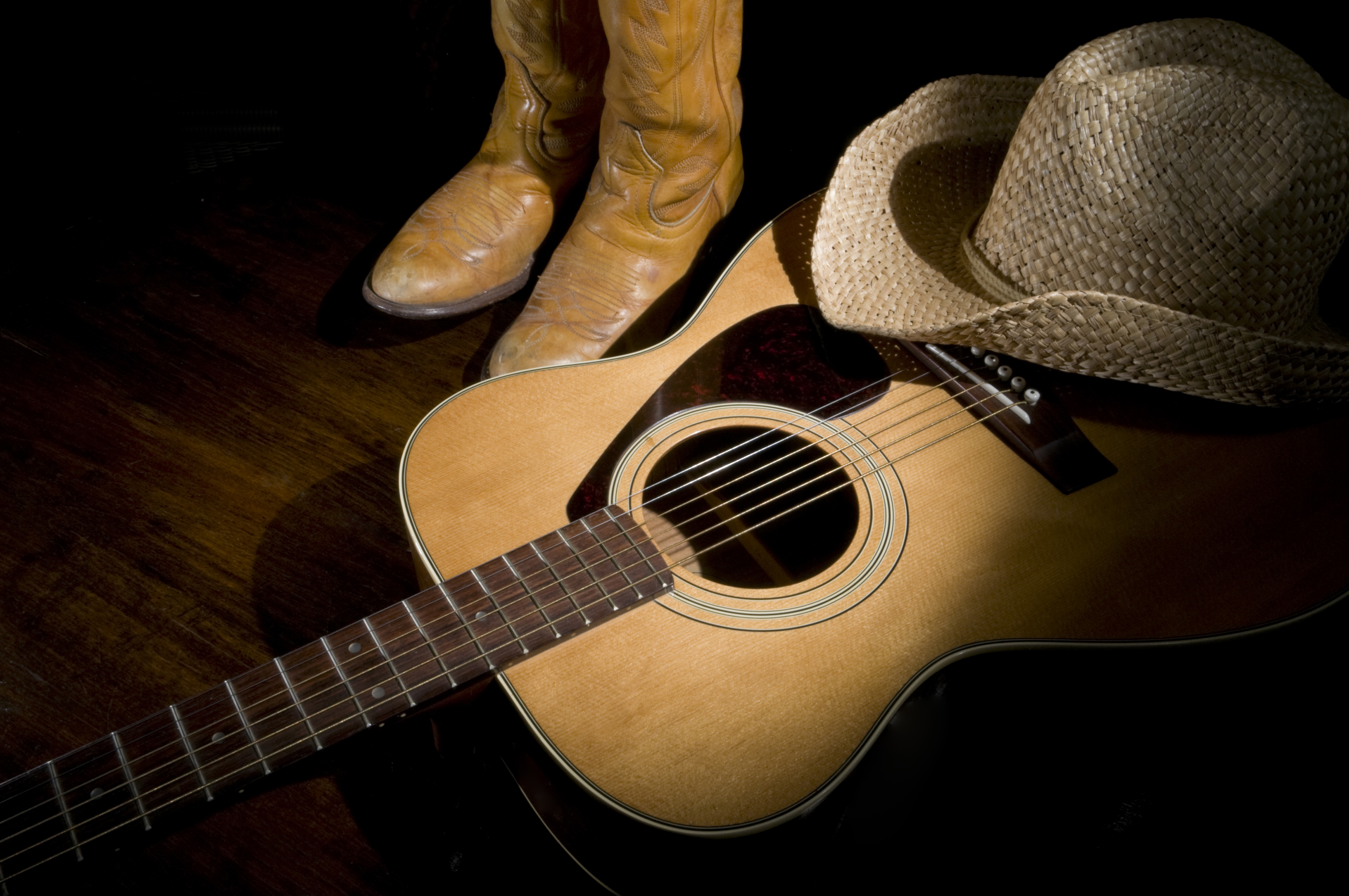 Country Music Hat Guitar And Cowboy