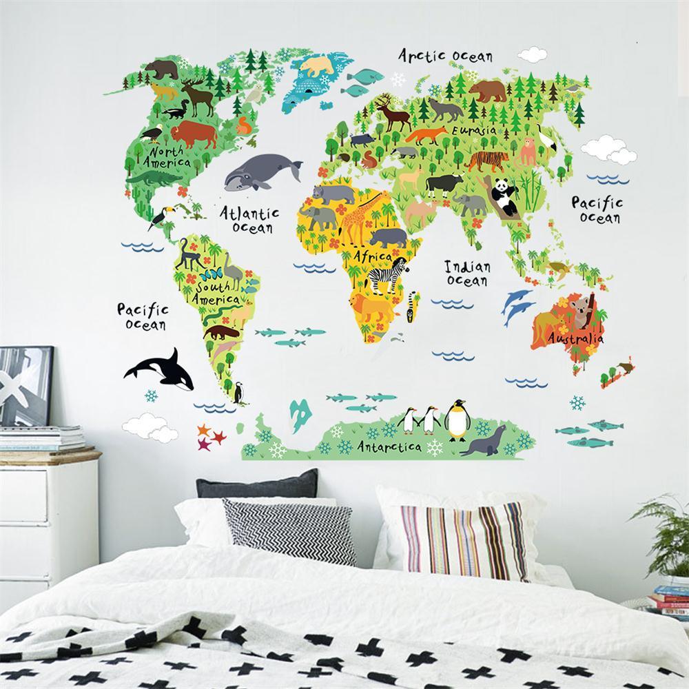 Map Kids Nursery Room Wall Stickers Home Decal Mural Wallpaper