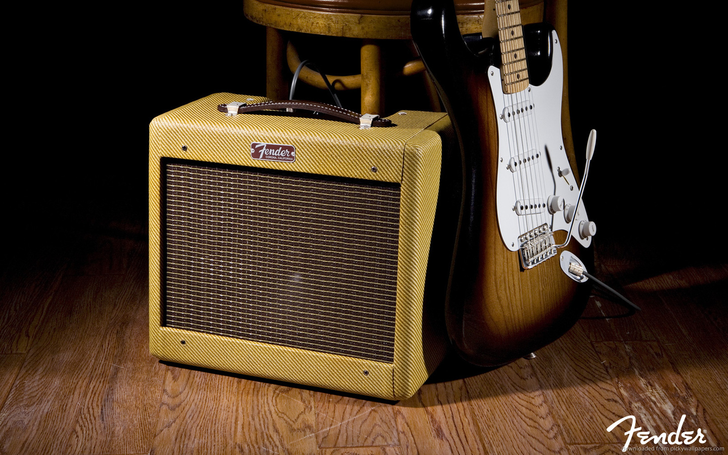 Old Fender Amp And Electric Guitar Wallpaper
