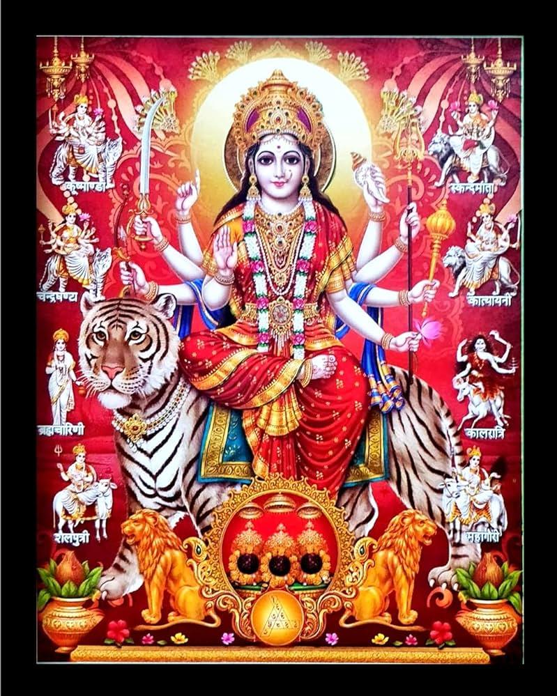 Amazon Suninow God Nav Durga Maa Photo Frame Religious Framed