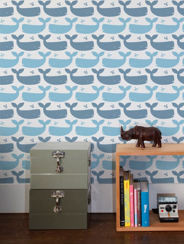 Whales Wallpaper In Turquoise For Kids Nursery Children S Spaces
