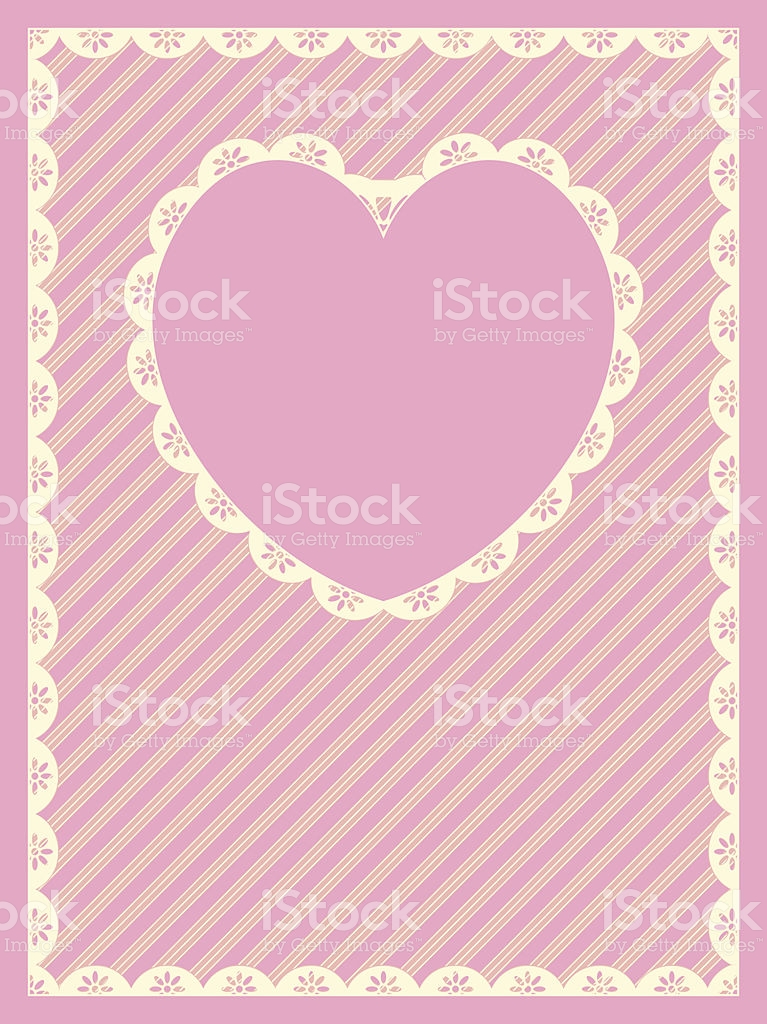 Striped Background With Heart Shaped Copy Space And Eyelet Trim