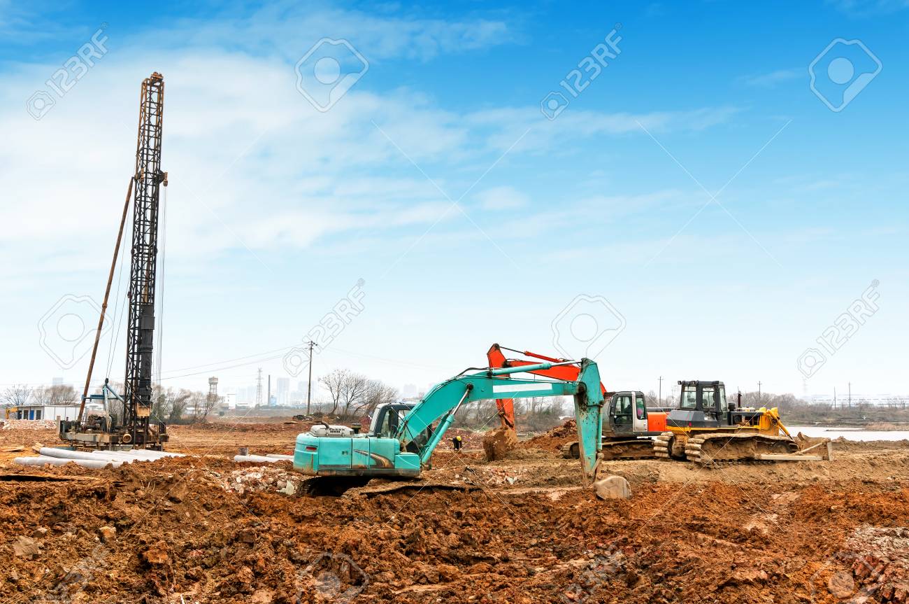 Construction Site Under The Background Of Sky Working