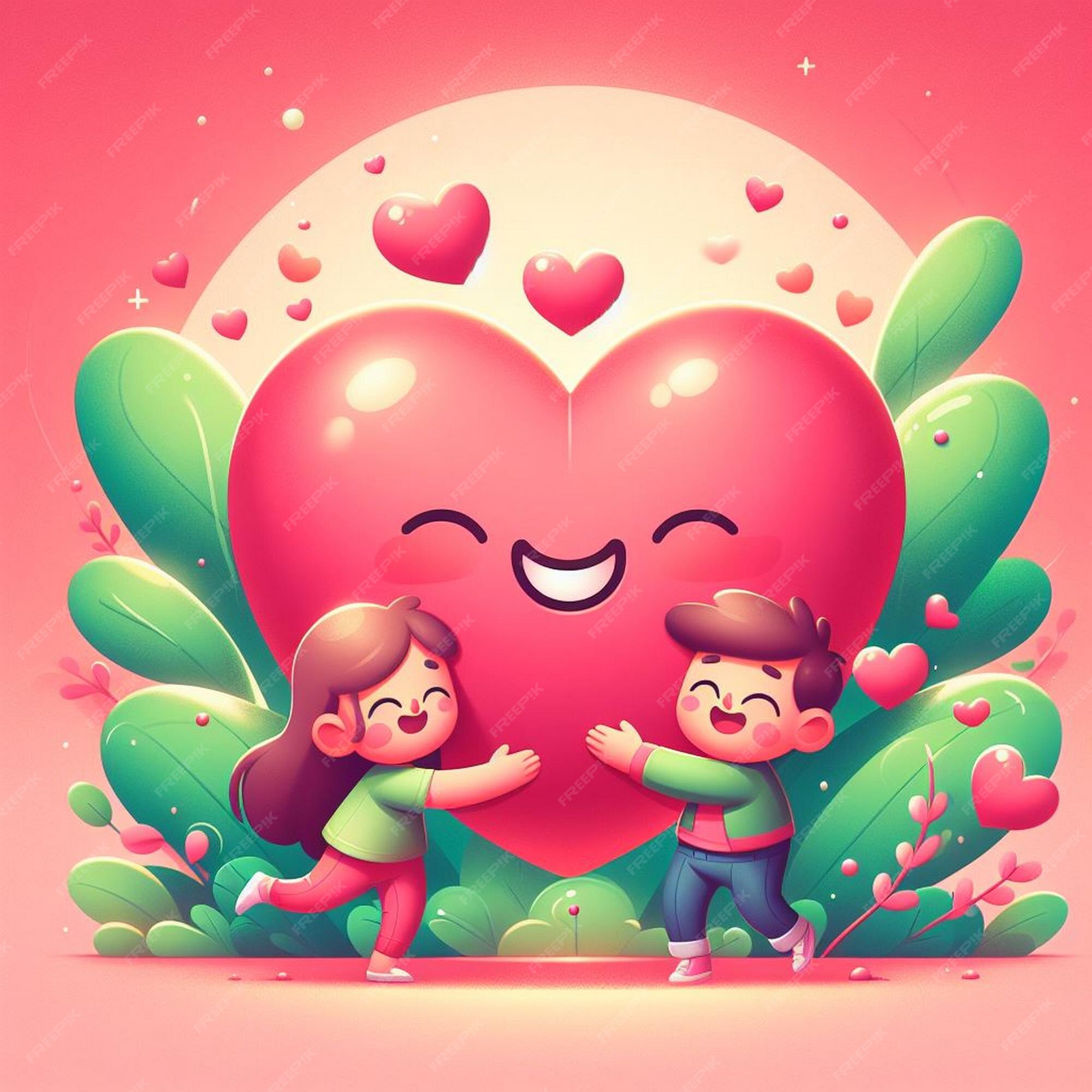 Heart Cartoon Illustration Love Background Image Valentines Day Wallpaper