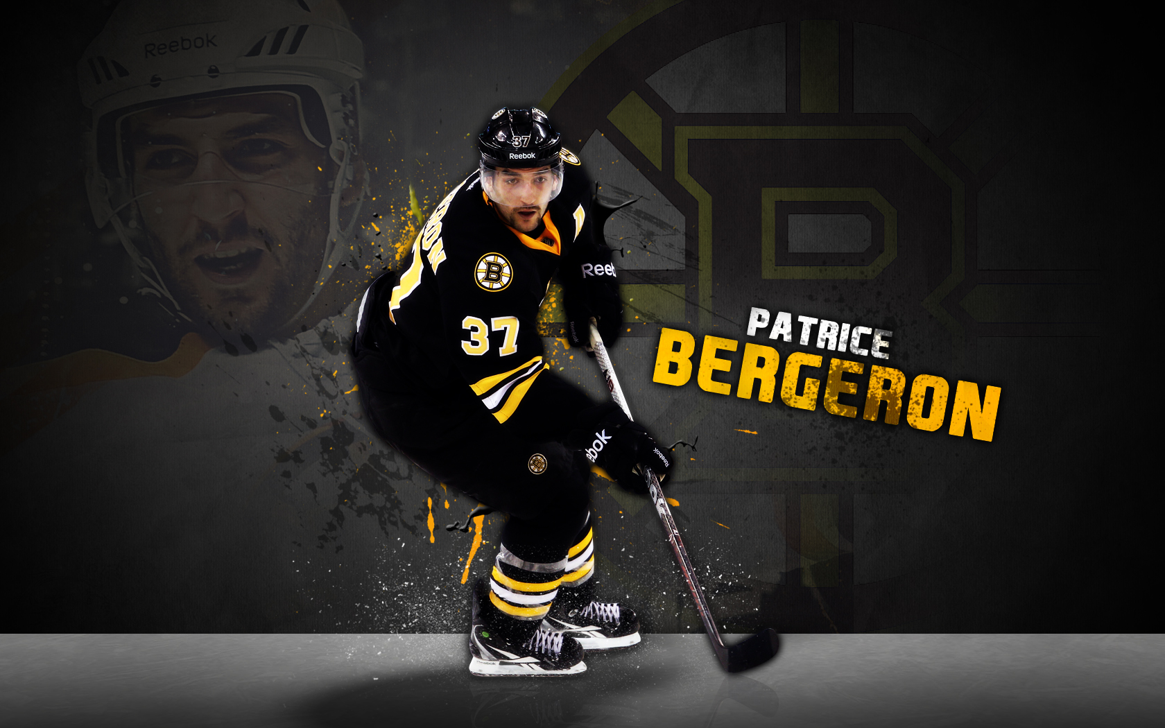 Desktop Wallpaper Featuring Boston Bruins Forward Patrice Bergeron