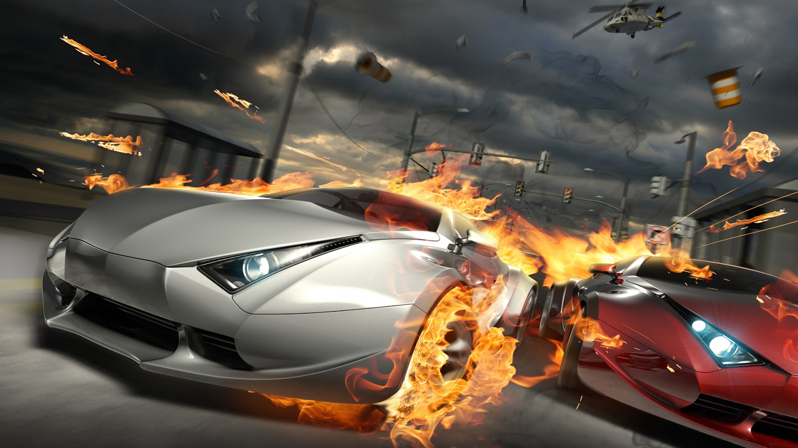 Burning Car Race HD 1080p Burnout Revenge Accident Wallpaper