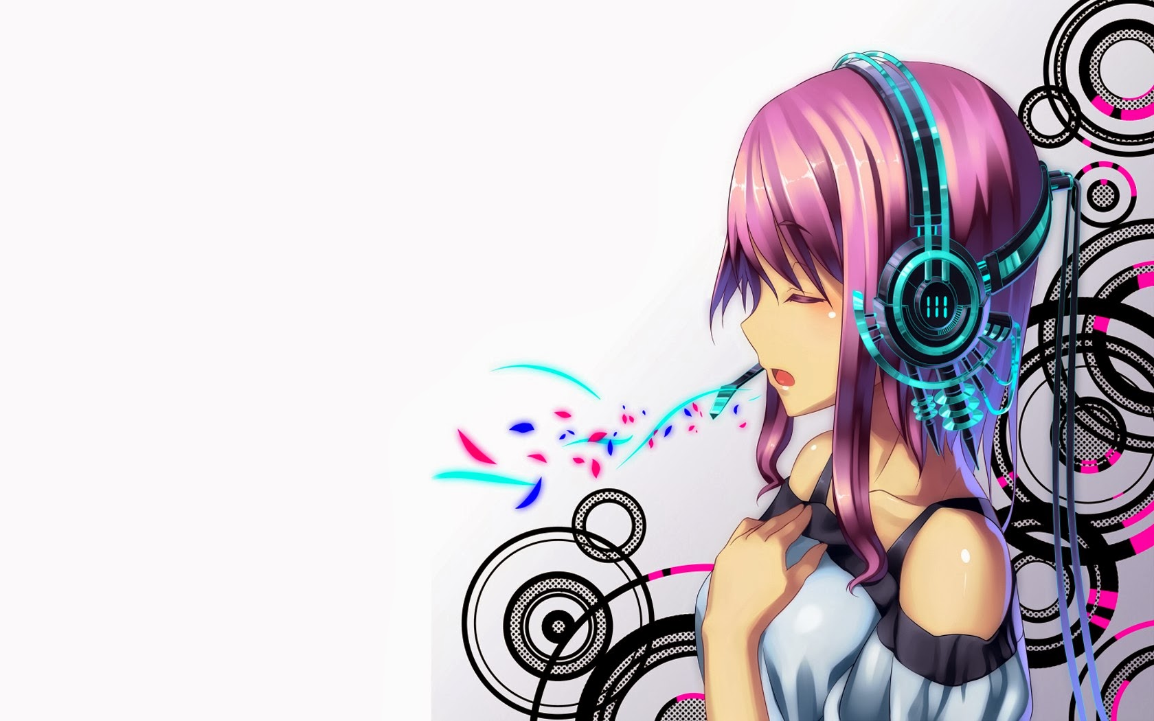 anime girl abstract headphone hd wallpaper 16801050 widescreen a913
