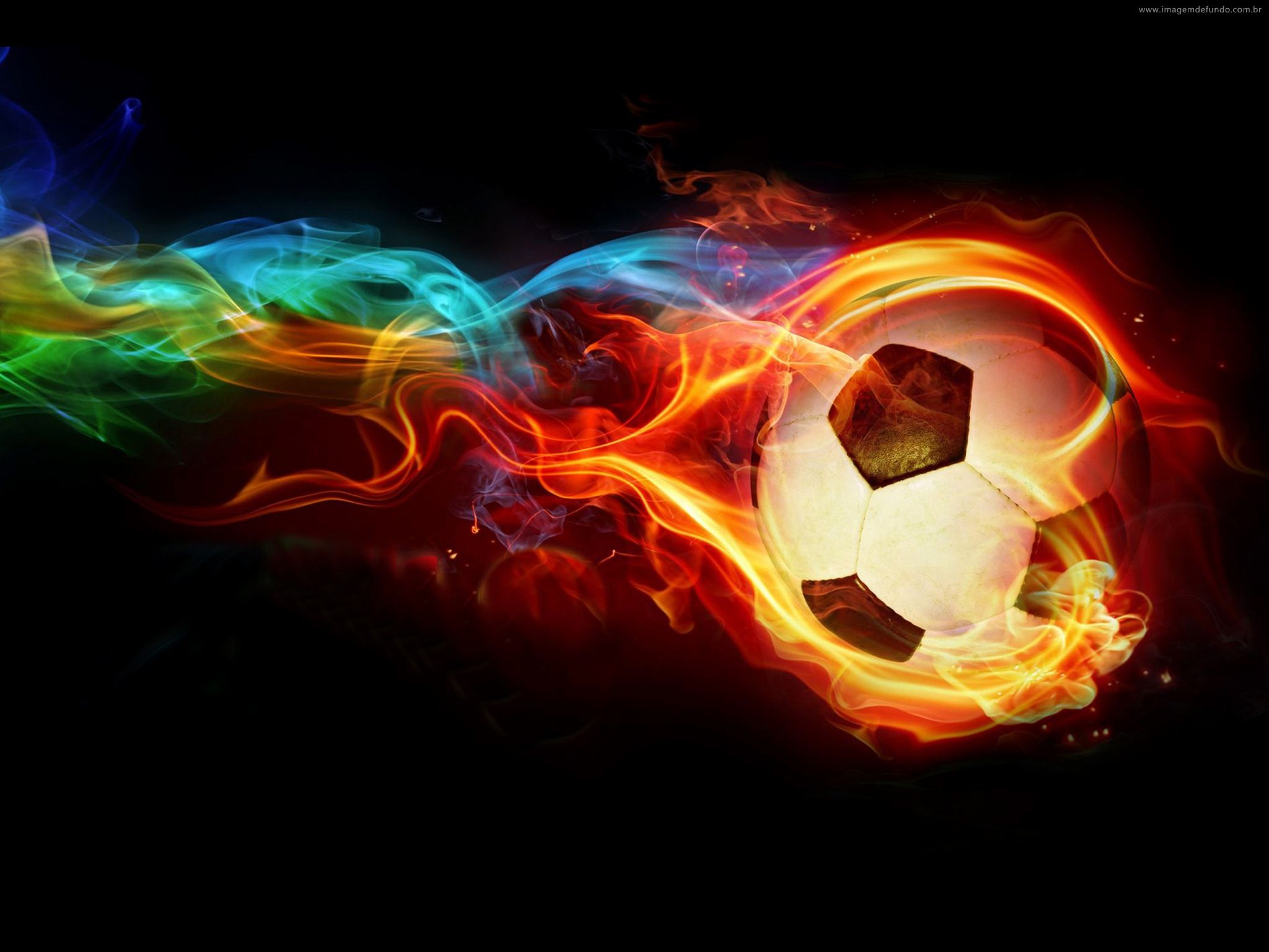 A soccer ball engulfed in vibrant flames, creating a dynamic and energetic visual