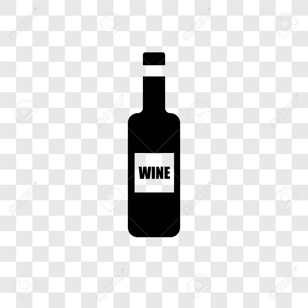Wine Bottle Vector Icon Isolated On Transparent Background