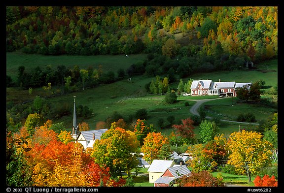 Photo East Orange Village In Autumn Vermont New England Usa