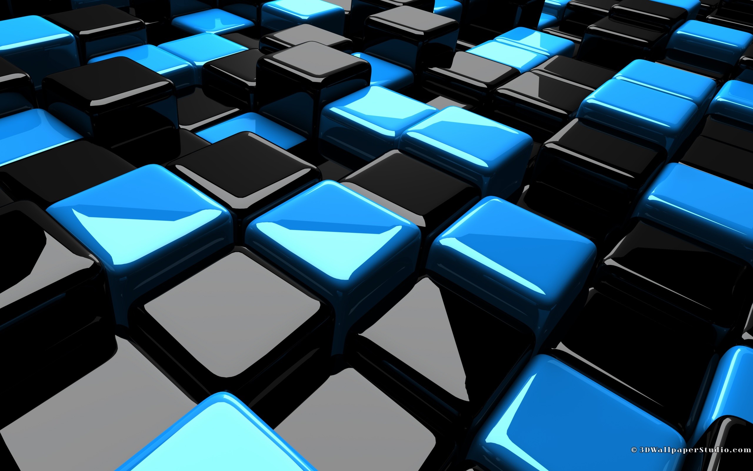 Black And Blue 3d Cube Wallpaper On