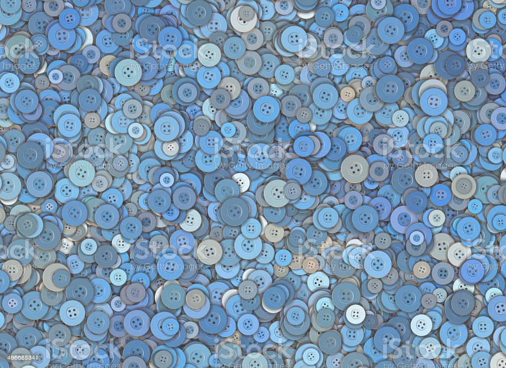 Many Blue Circle Clothes Button Background Stock Photo