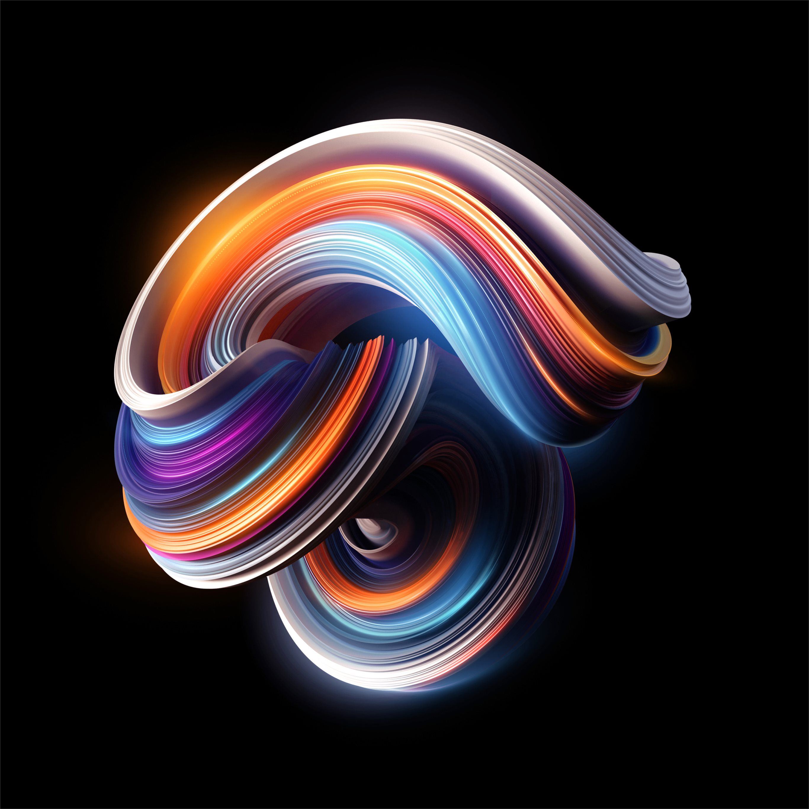 Abstract swirl of vibrant colors against a black background, ideal for an iPad 4k wallpaper