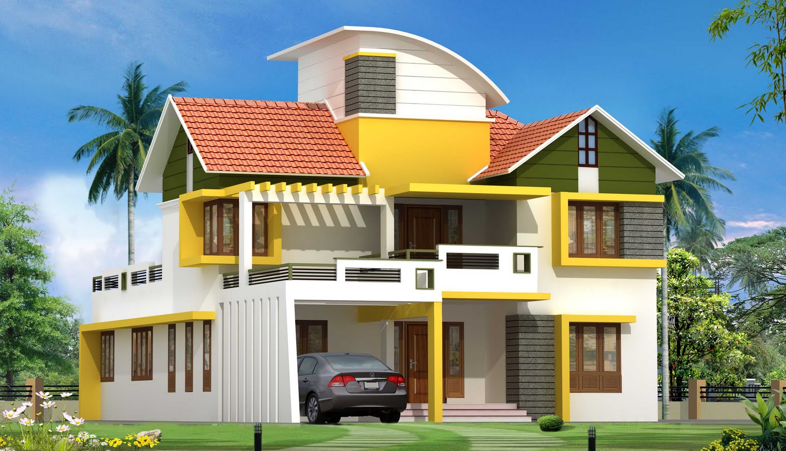 Colorful House Design Plan Wallpaper