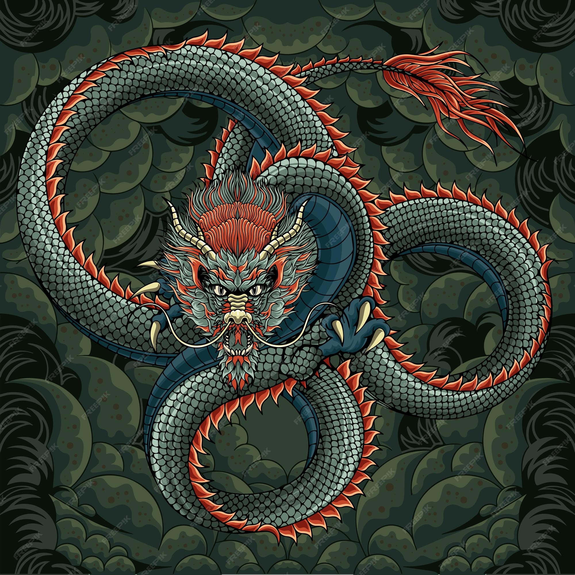 Colorful Japanese Dragon Tattoo Wallpaper