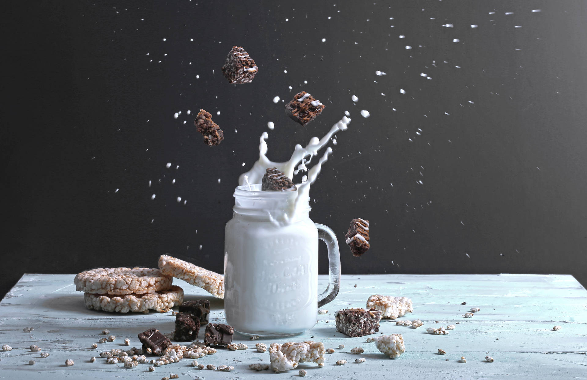 Milk And Fudge Brownies Splash Illustration Vtmxz1tc0vg7dmy5 Wallpaper