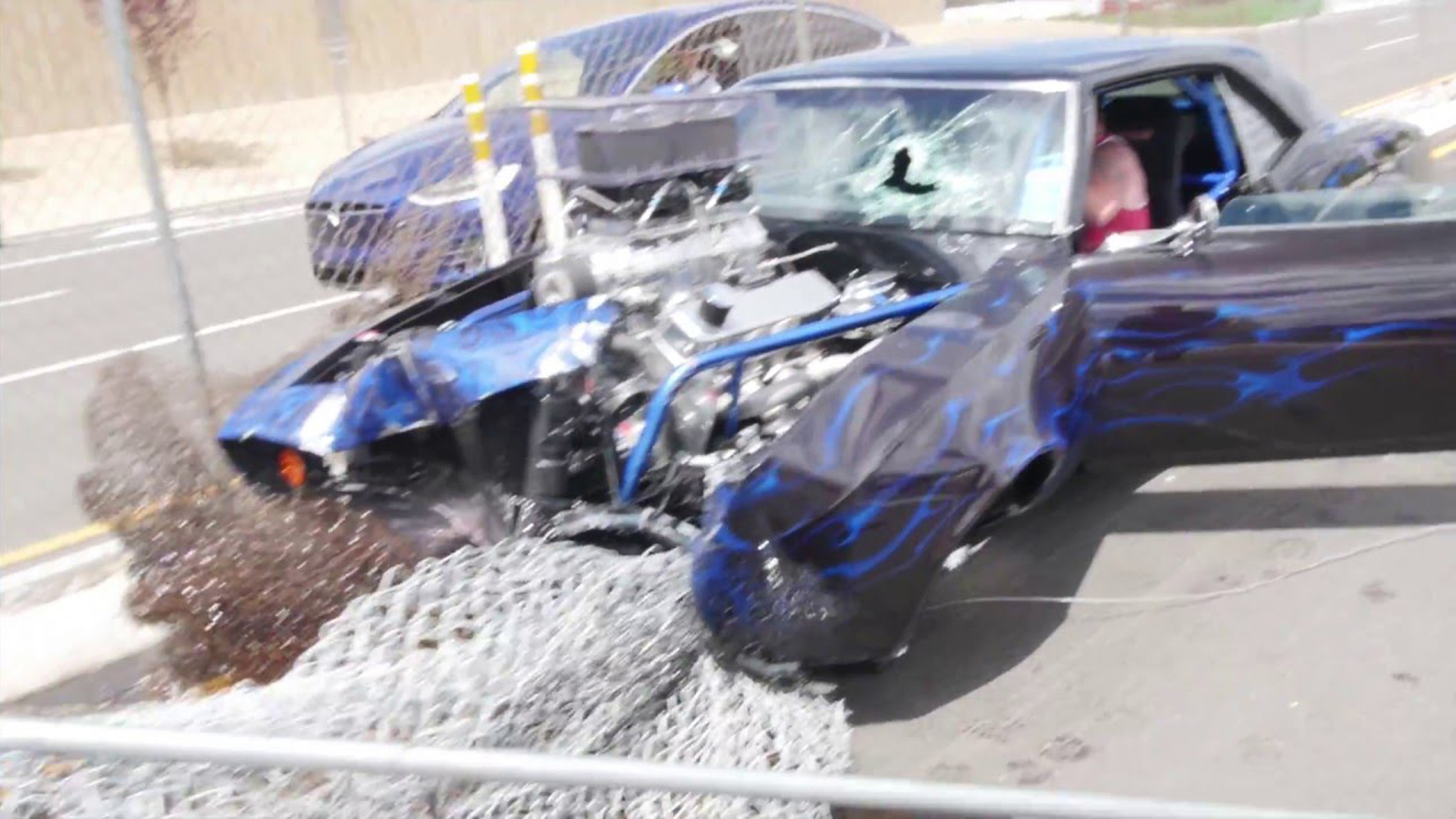 Chevrolet Camaro Drag Car Crashes Leaving Reno Cars And Coffee