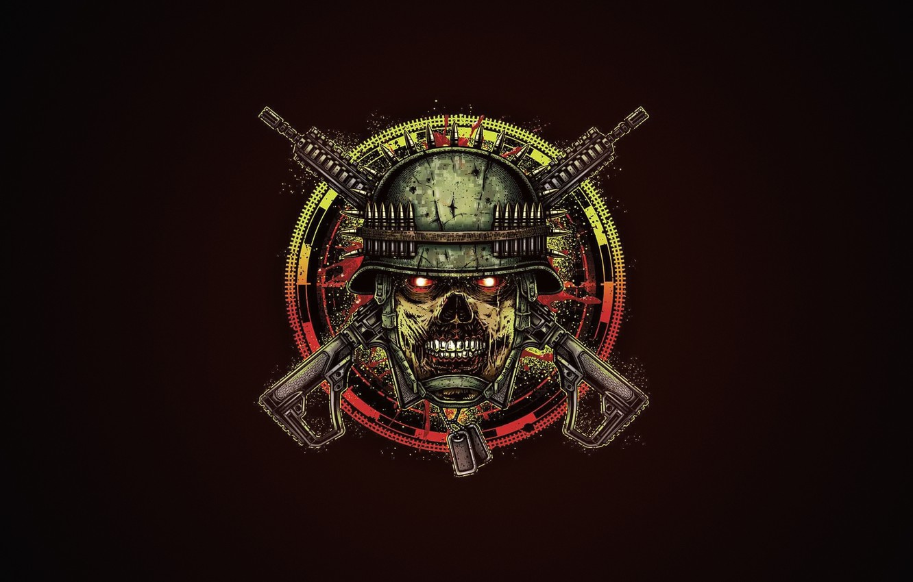 Wallpaper Minimalism Skull Monster Style Background Soldiers
