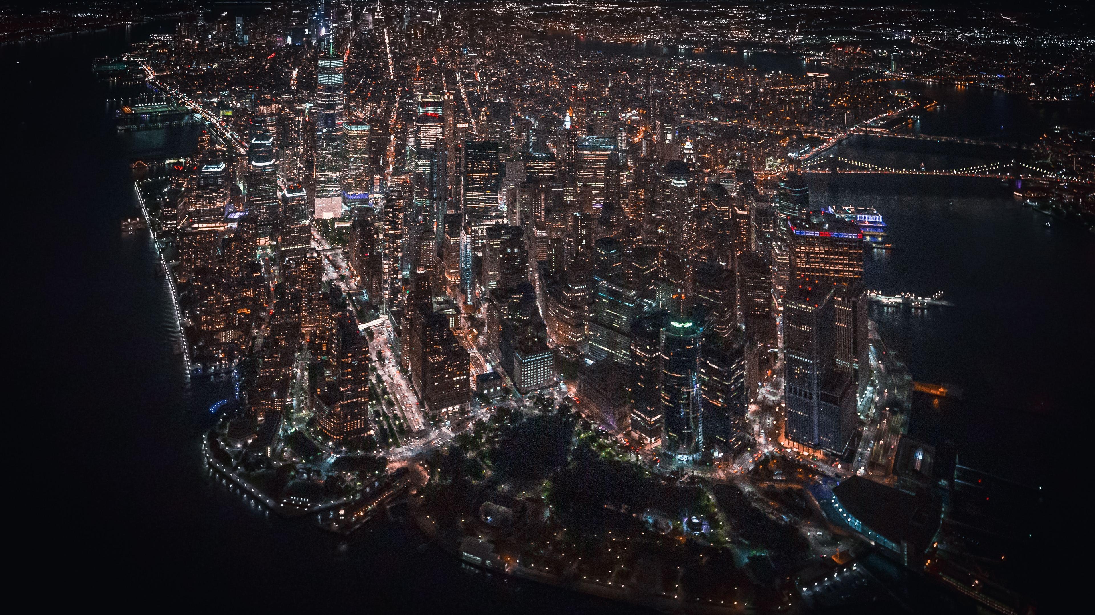 Wallpaper 4k Nyc Downtown Helicopter