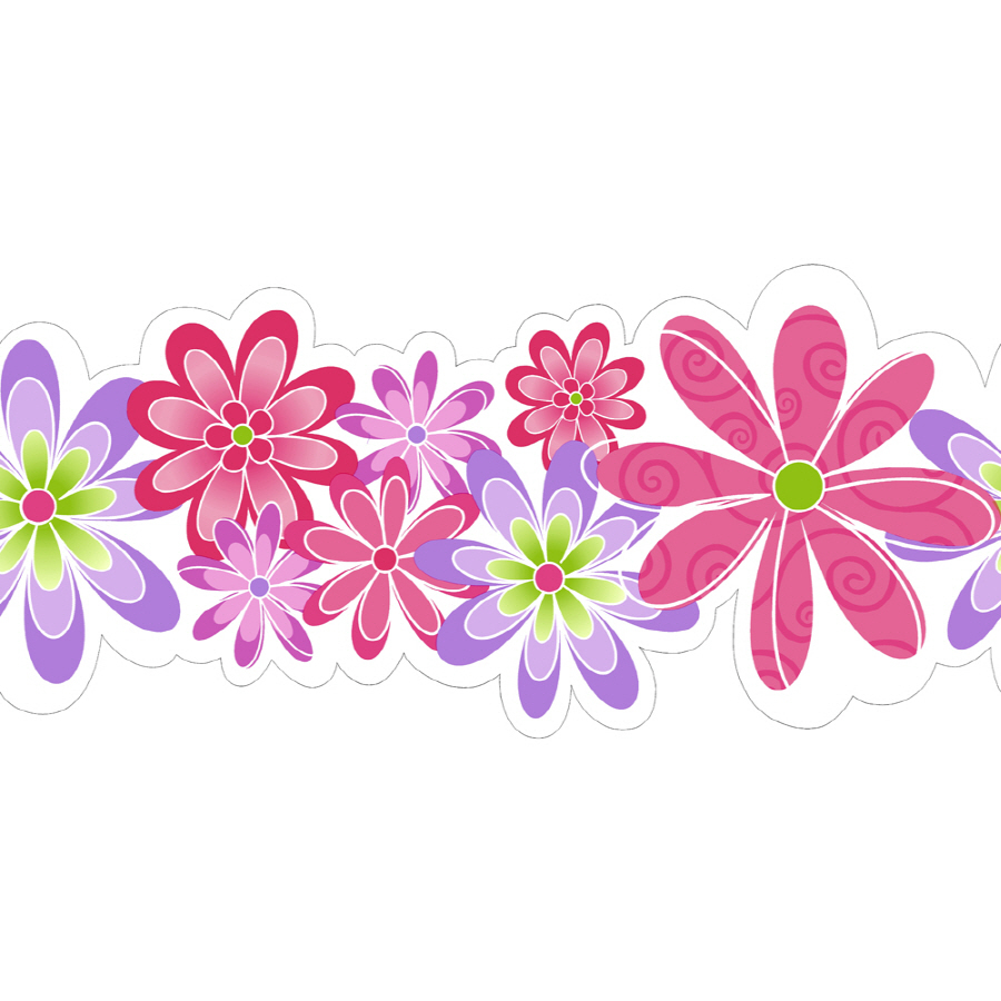 Contemporary Flowers Prepasted Wallpaper Border At Lowes