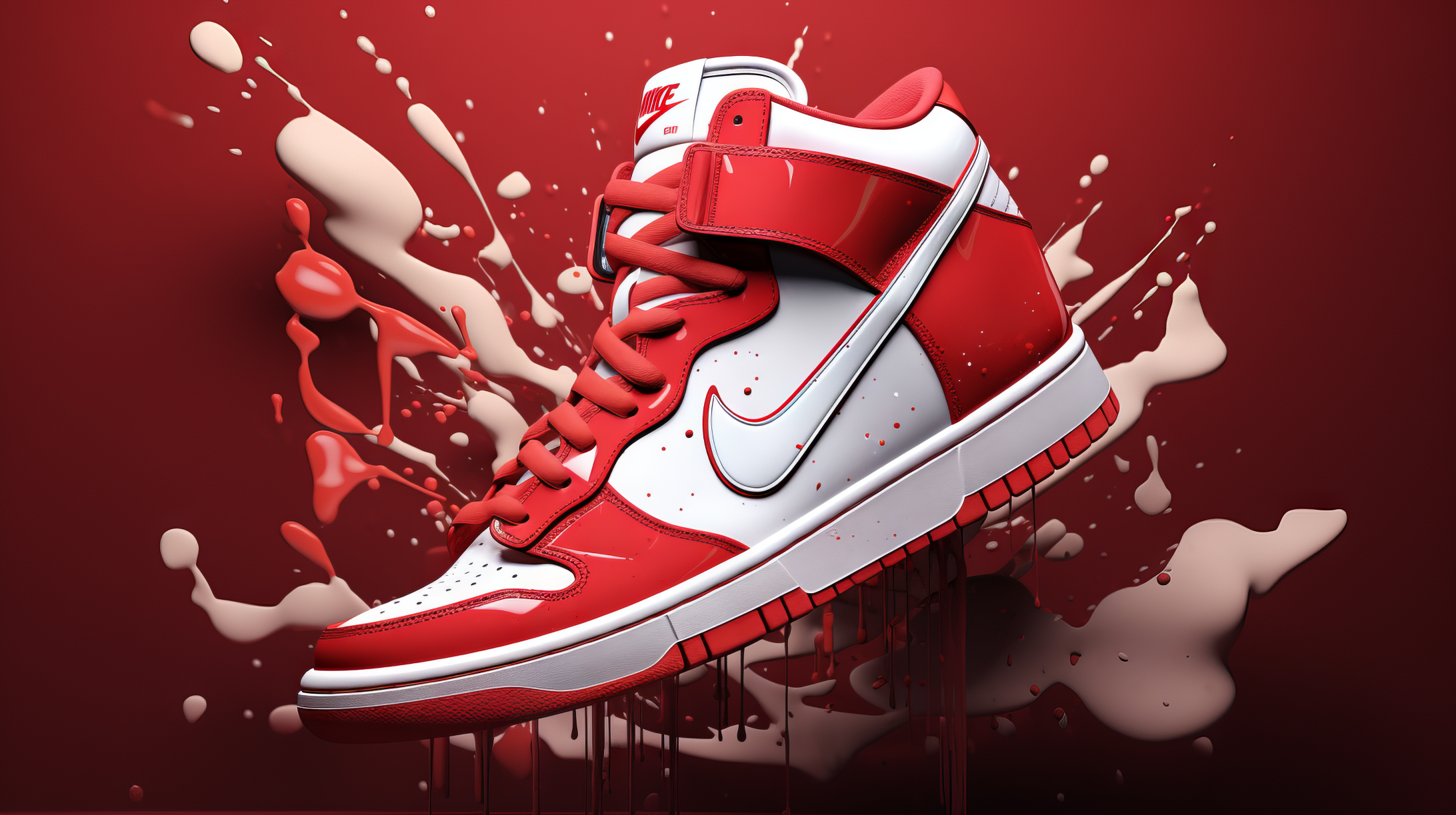 Dynamic Nike Sneakers HD Wallpaper Stylish Red Shoe Splash