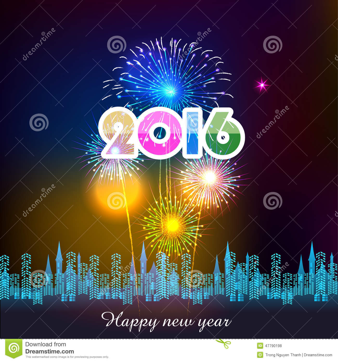 Happy New Year Fireworks Wide Wallpaper Puter