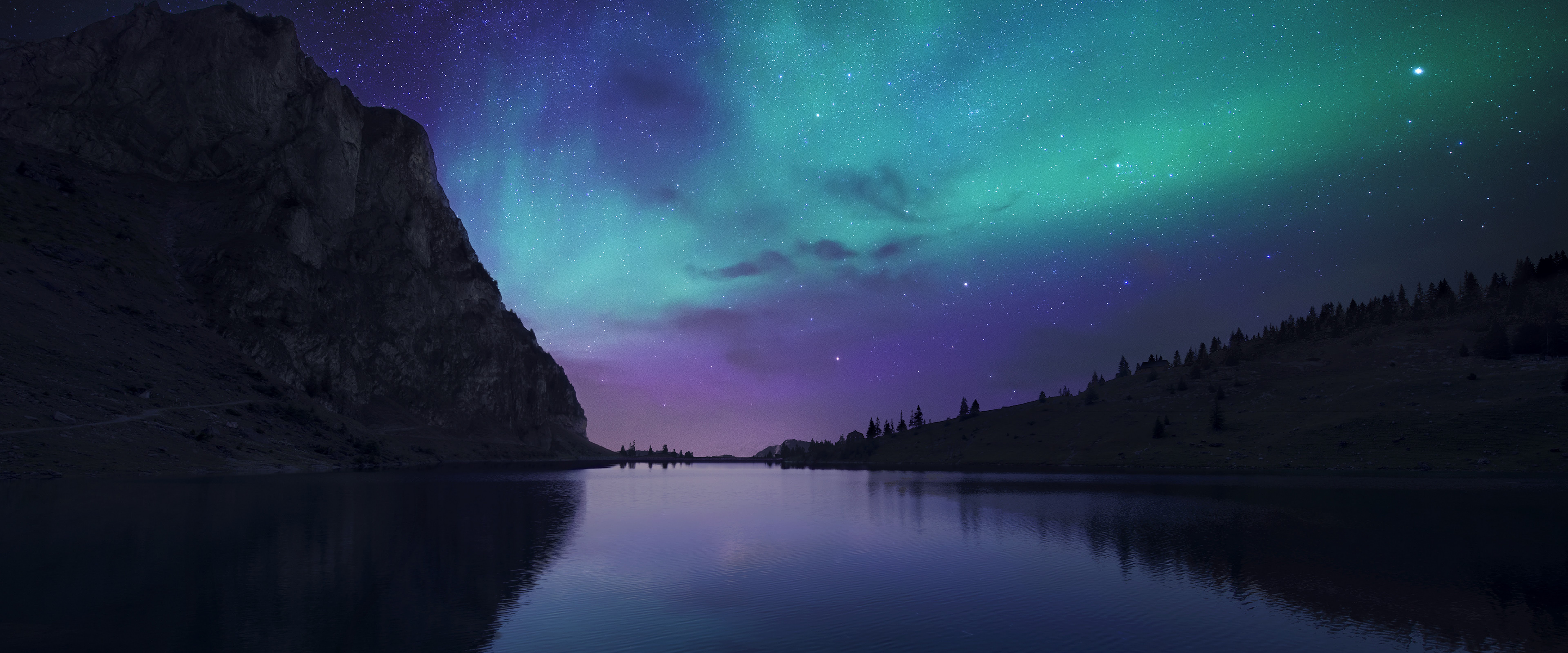 Aurora Borealis Night Sky Stars Lake Nature Scenery 4k Wallpaper